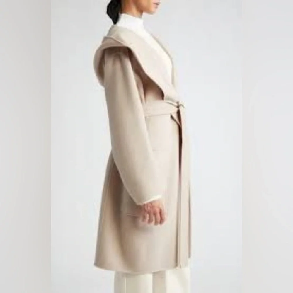 NWT ‘S Max Mara ‘Priscilla’ Sand Midi Wrap 100% Virgin Wool Coat Size: M/L Fall - Picture 3 of 9